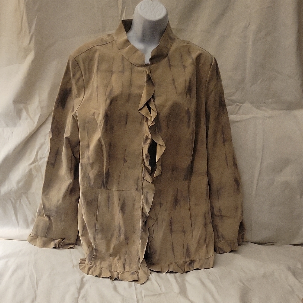 Stylish Tan Womens Leather Jacket Plus Size 1X